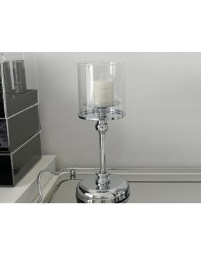 Świecznik szklany - średni (kolor srebrny) 044-8014