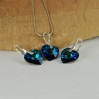 Komplet HEART SWAROVSKI - BERMUDA BLUE 14.0MM
