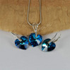 Komplet HEART SWAROVSKI - BERMUDA BLUE 14.0MM