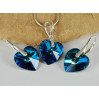 Komplet HEART SWAROVSKI - BERMUDA BLUE 14.0MM