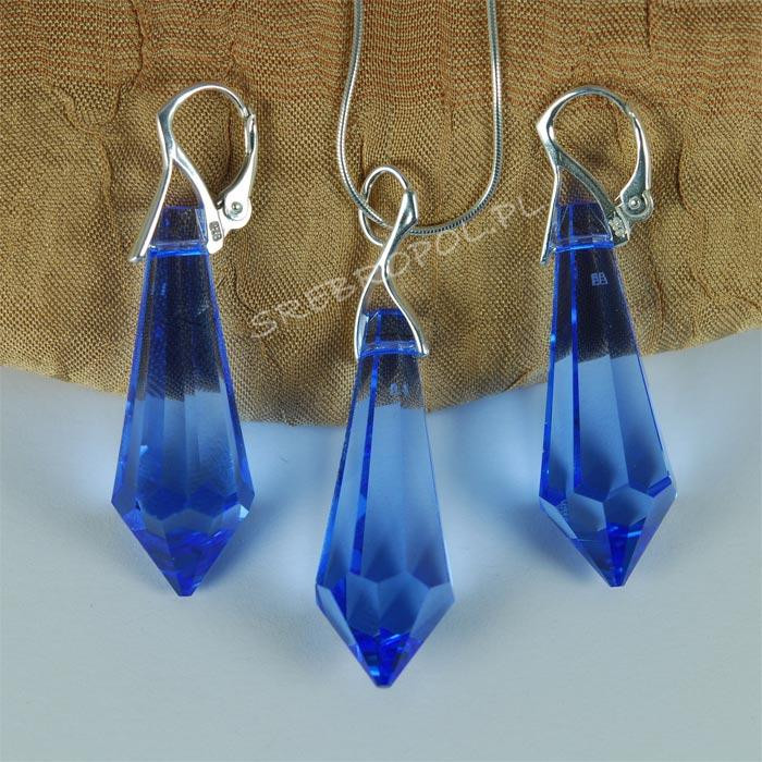 Komplet DROP SWAROVSKI - MEDIUM SAPPHIRE 38.0MM