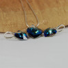Komplet HEART SWAROVSKI - BERMUDA BLUE 18.0MM