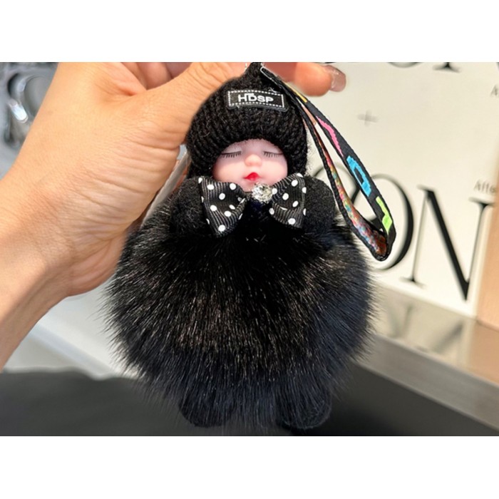 Breloczek do kluczy - Niemowlak, czarny pompon 139-1511