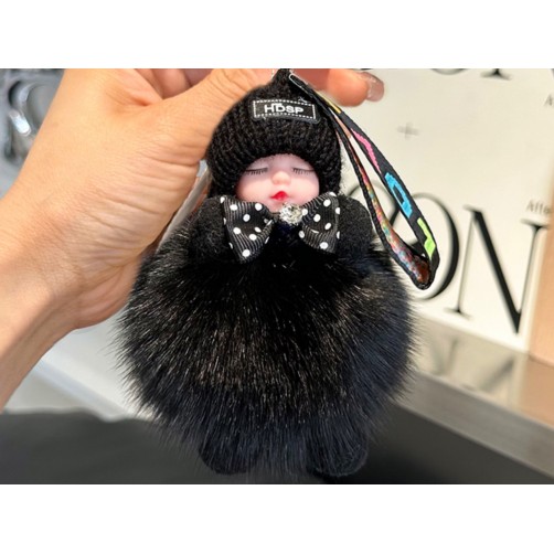 Breloczek do kluczy - Niemowlak, czarny pompon 139-1511