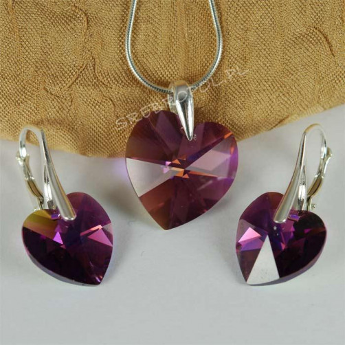 Komplet HEART SWAROVSKI - AMETHYST AB 18.0MM