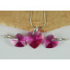 Komplet HEART SWAROVSKI - FUCHSIA 18.0MM