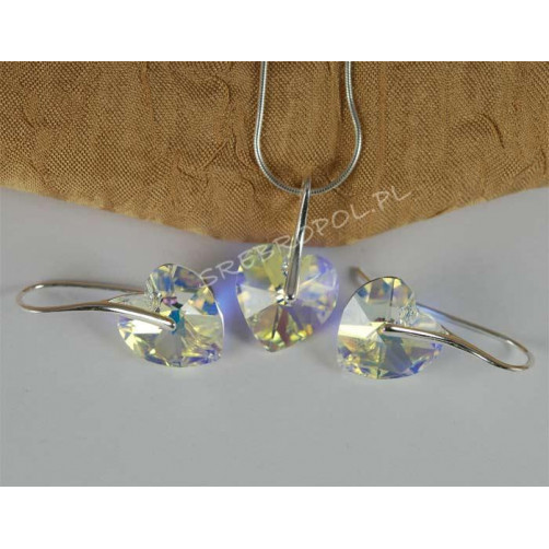 Komplet HEART SWAROVSKI - CRYSTAL AB 14.0MM wiszące
