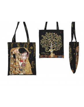 Torba śniadaniowa - G. Klimt, Pocałunek i Drzewo życia (czarne tło) (CARMANI) 021-9174