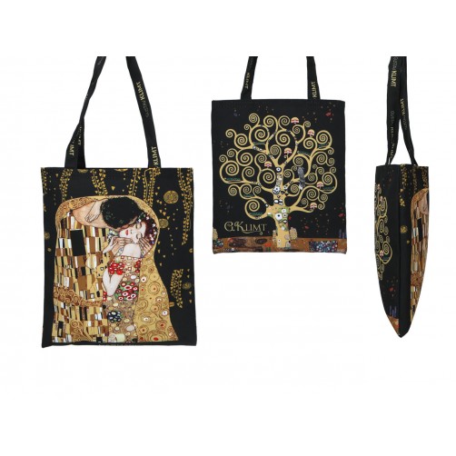 Torba śniadaniowa - G. Klimt, Pocałunek i Drzewo życia (czarne tło) (CARMANI) 021-9174 Torba śniadaniowa - G. Klimt, Pocałunek i Drzewo życia (czarne tło) (CARMANI) 021-9174