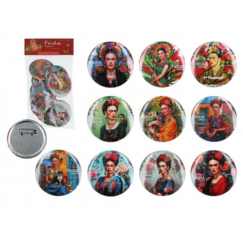 Kpl. 10 przypinek - Mix, F. Kahlo (CARMANI) 028-0030 Kpl. 10 przypinek - Mix, F. Kahlo (CARMANI) 028-0030