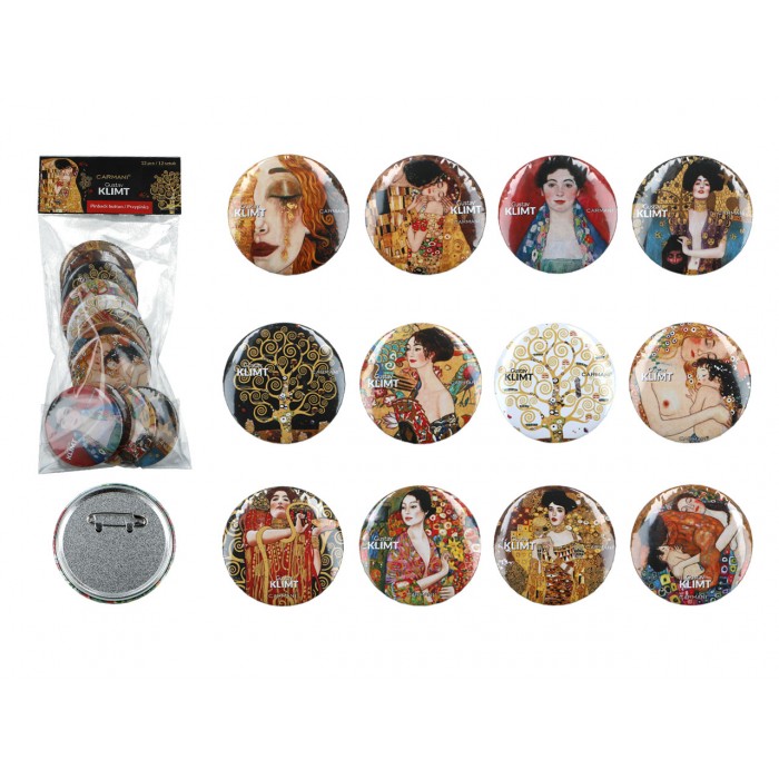 Kpl. 12 przypinek - Mix, G. Klimt (CARMANI) 028-0020