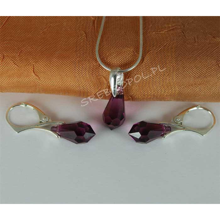 Komplet DROP SWAROVSKI - AMETHYST 15.0MM