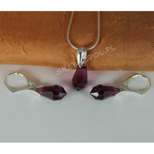 Komplet DROP SWAROVSKI - AMETHYST 15.0MM