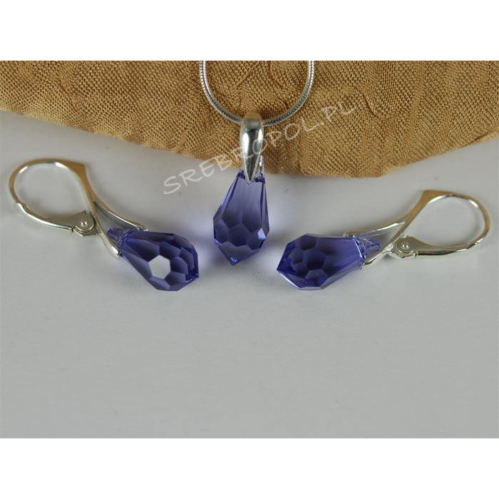 Komplet DROP SWAROVSKI - TANZANITE 15.0MM