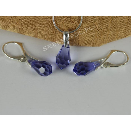 Komplet DROP SWAROVSKI - TANZANITE 15.0MM
