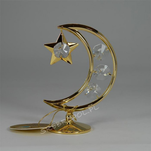 Złota figurka księżyc z kryształkami swarovskiego 122-0153