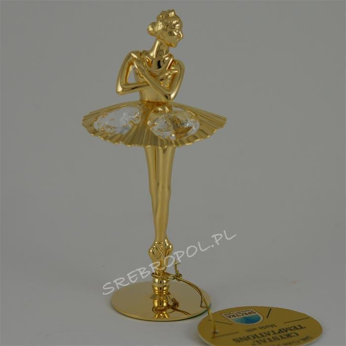 Złota figurka baletnica z kryształkami swarovskiego 122-0151