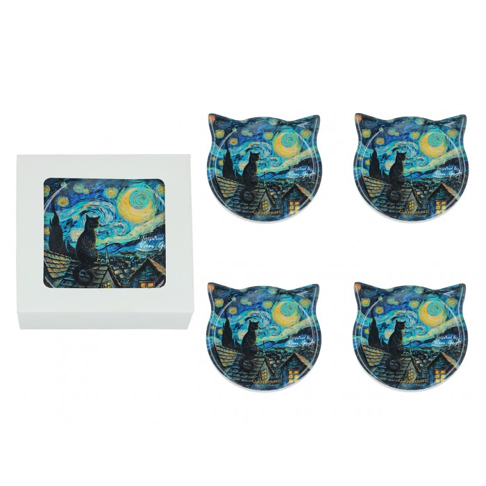 Kpl. 4 podkładek ceramicznych z uszami - Inspirowane malarstwem V. van Gogh (CARMANI) 008-2046