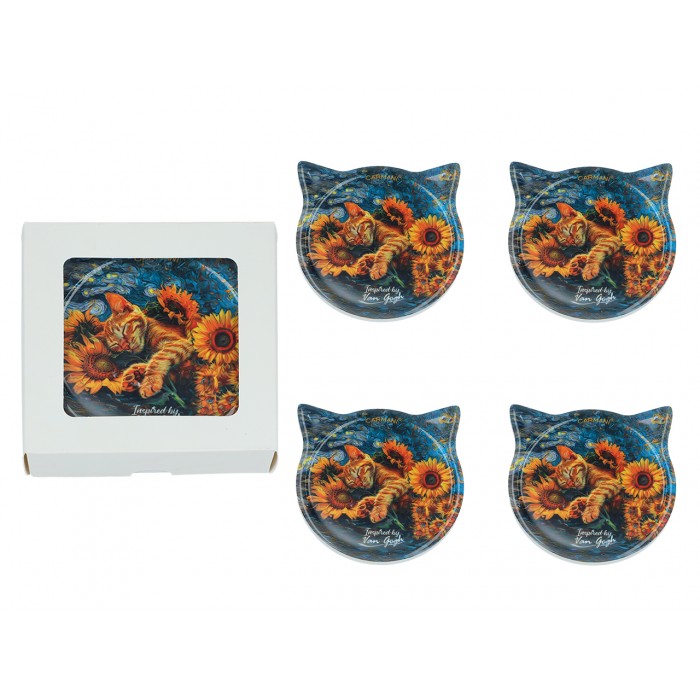 Kpl. 4 podkładek ceramicznych z uszami - Inspirowane malarstwem V. van Gogh (CARMANI) 008-2049