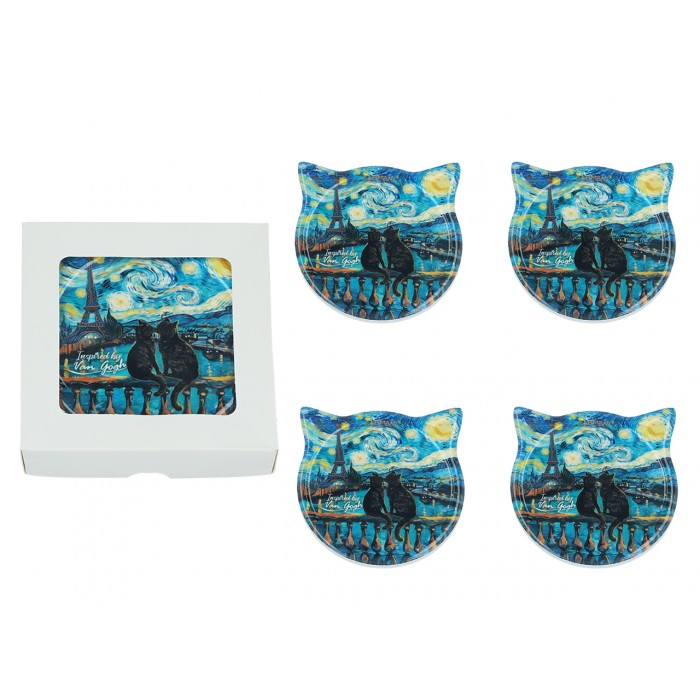 Kpl. 4 podkładek ceramicznych z uszami - Inspirowane malarstwem V. van Gogh (CARMANI) 008-2047