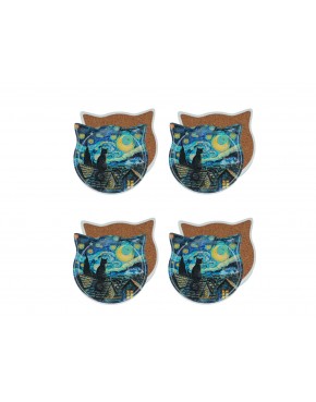 Kpl. 4 podkładek ceramicznych z uszami - Inspirowane malarstwem V. van Gogh (CARMANI) 008-2046