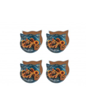 Kpl. 4 podkładek ceramicznych z uszami - Inspirowane malarstwem V. van Gogh (CARMANI) 008-2049