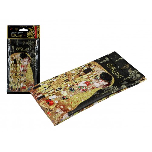 Etui na okulary, miękkie - G. Klimt, Pocałunek, czarne tło(CARMANI) 021-8312