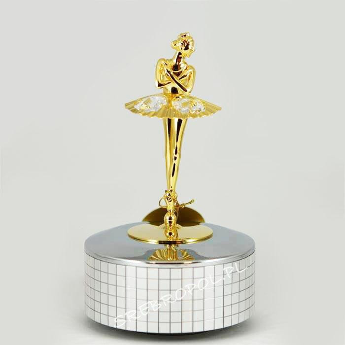 Złota pozytywka baletnica z kryształkami swarovskiego + opcja grawer