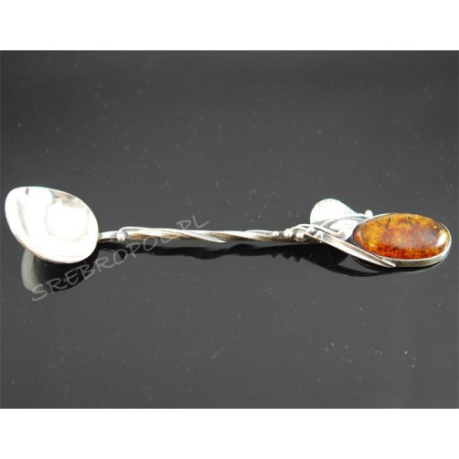 Łyżeczka srebrna z bursztynem ŁYŻ-7 W 74/0 C