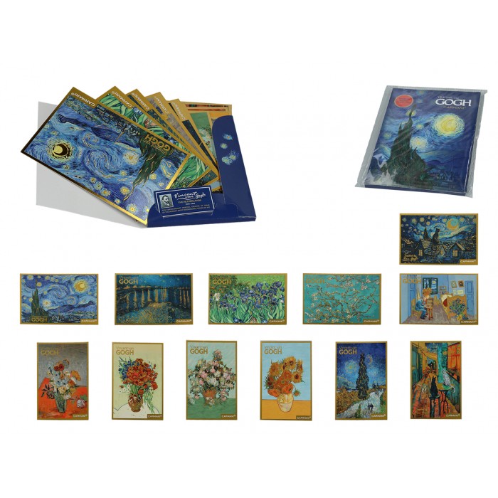 Kpl. 12 pocztówek w ozdobnej teczce - V. van Gogh, mix wzorów (CARMANI) 013-5079