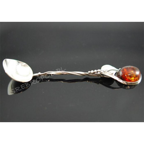 Łyżeczka srebrna z bursztynem ŁYŻ-7 W 74/0 B