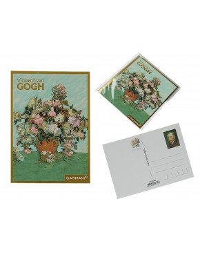 Kpl. 12 pocztówek - V. van Gogh, Róże w wazonie (CARMANI) 013-5064