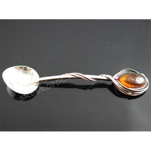 Łyżeczka srebrna z bursztynem ŁYŻ IR 90/0