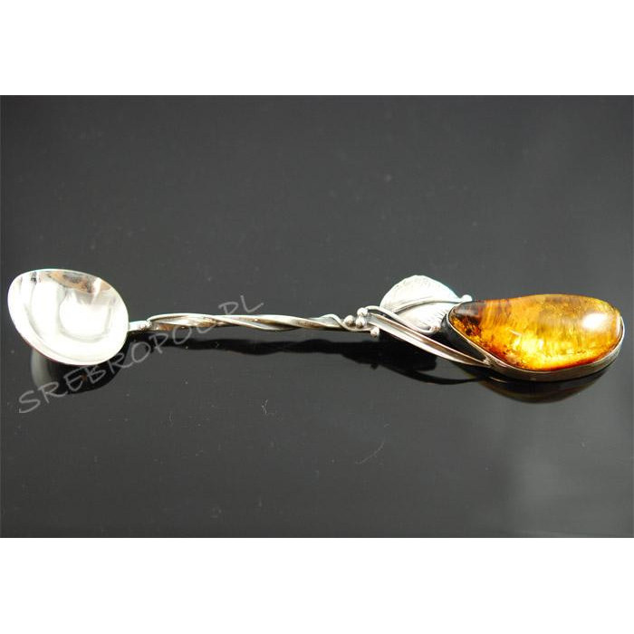 Łyżeczka srebrna z bursztynem ŁYŻ-1 102/5