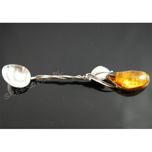 Łyżeczka srebrna z bursztynem ŁYŻ-1 102/5