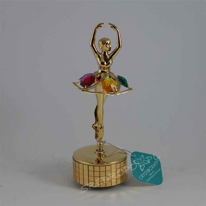 Złota pozytywka baletnica z kryształkami swarovskiego 366-0108