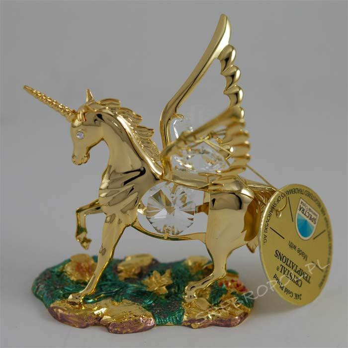 Złota figurka pegaz z kryształkami swarovskiego 122-0200