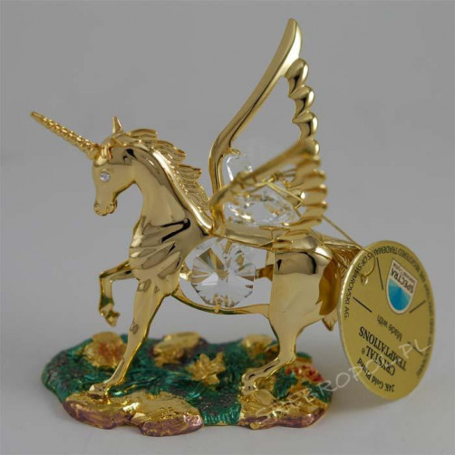 Złota figurka pegaz z kryształkami swarovskiego 122-0200