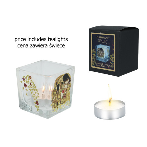 Świecznik szklany + tealight - G. Klimt, Pocałunek (CARMANI) 457-5100 Świecznik szklany + tealight - G. Klimt, Pocałunek (CARMANI) 457-5100