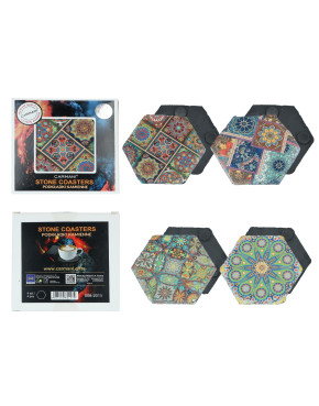 Kpl. 4 podkładek kamiennych - Sześciokątne, Maroko (CARMANI) 008-2015