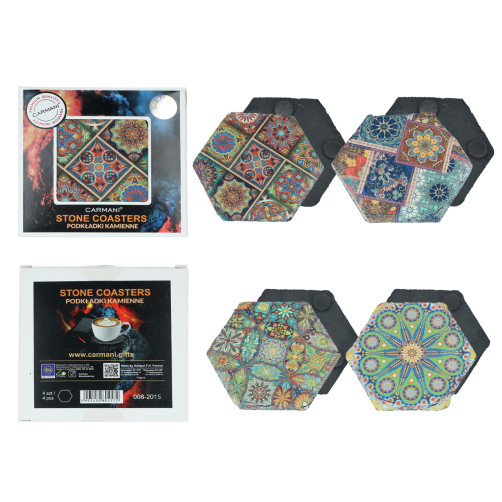 Kpl. 4 podkładek kamiennych - Sześciokątne, Maroko (CARMANI) 008-2015