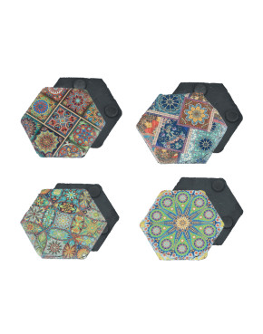 Kpl. 4 podkładek kamiennych - Sześciokątne, Maroko (CARMANI) 008-2015