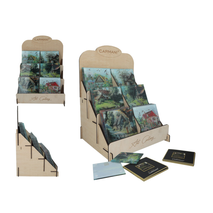Kpl. 36 podkładek szklanych w display - Wieś (CARMANI) 195-3080