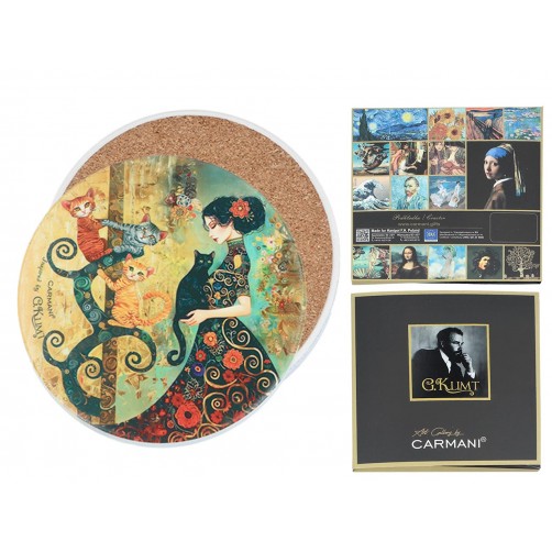Podkładka ceramiczna, okrągła - Inspirowane malarstwem G. Klimt (CARMANI) 008-3006
