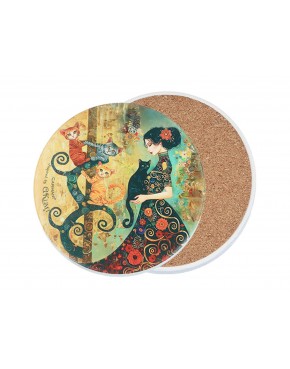 Podkładka ceramiczna, okrągła - Inspirowane malarstwem G. Klimt (CARMANI) 008-3006