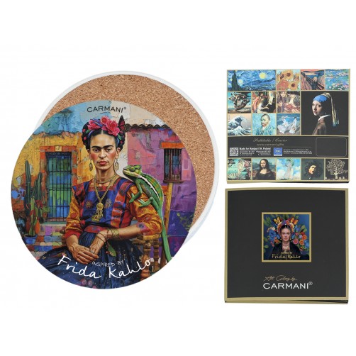 Podkładka ceramiczna, okrągła - Inspirowane malarstwem F. Kahlo (CARMANI) 008-3400 Podkładka ceramiczna, okrągła - Inspirowane malarstwem F. Kahlo (CARMANI) 008-3400