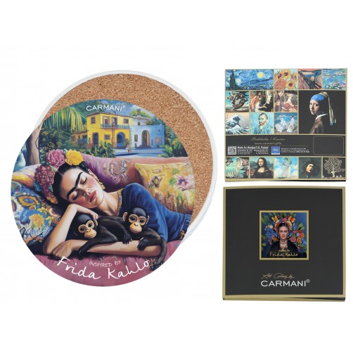 Podkładka ceramiczna, okrągła - Inspirowane malarstwem F. Kahlo (CARMANI) 008-3404