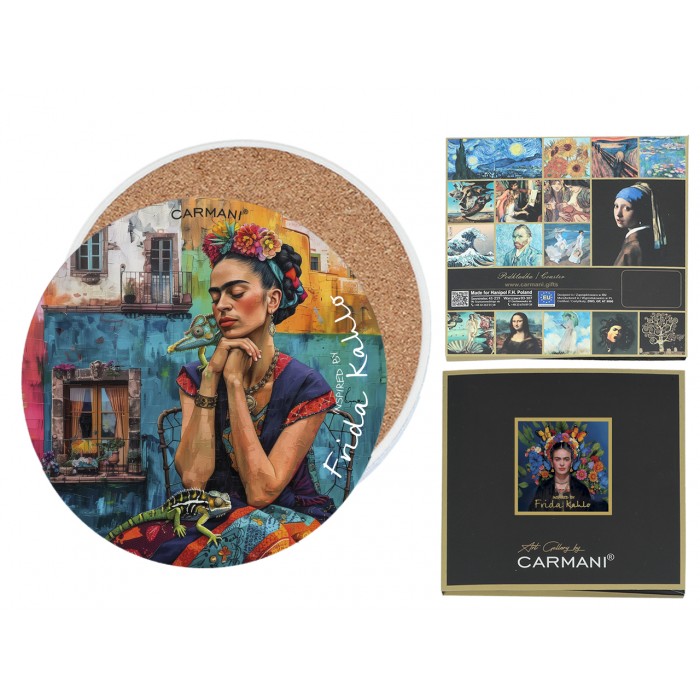 Podkładka ceramiczna, okrągła - Inspirowane malarstwem F. Kahlo (CARMANI) 008-3406