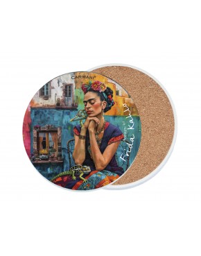 Podkładka ceramiczna, okrągła - Inspirowane malarstwem F. Kahlo (CARMANI) 008-3406