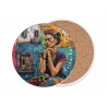 Podkładka ceramiczna, okrągła - Inspirowane malarstwem F. Kahlo (CARMANI) 008-3406
